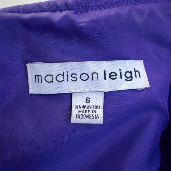 Madison Leigh Purple Belted Cowl Neck Formal Dress Size 6 - Picture 4 of 8